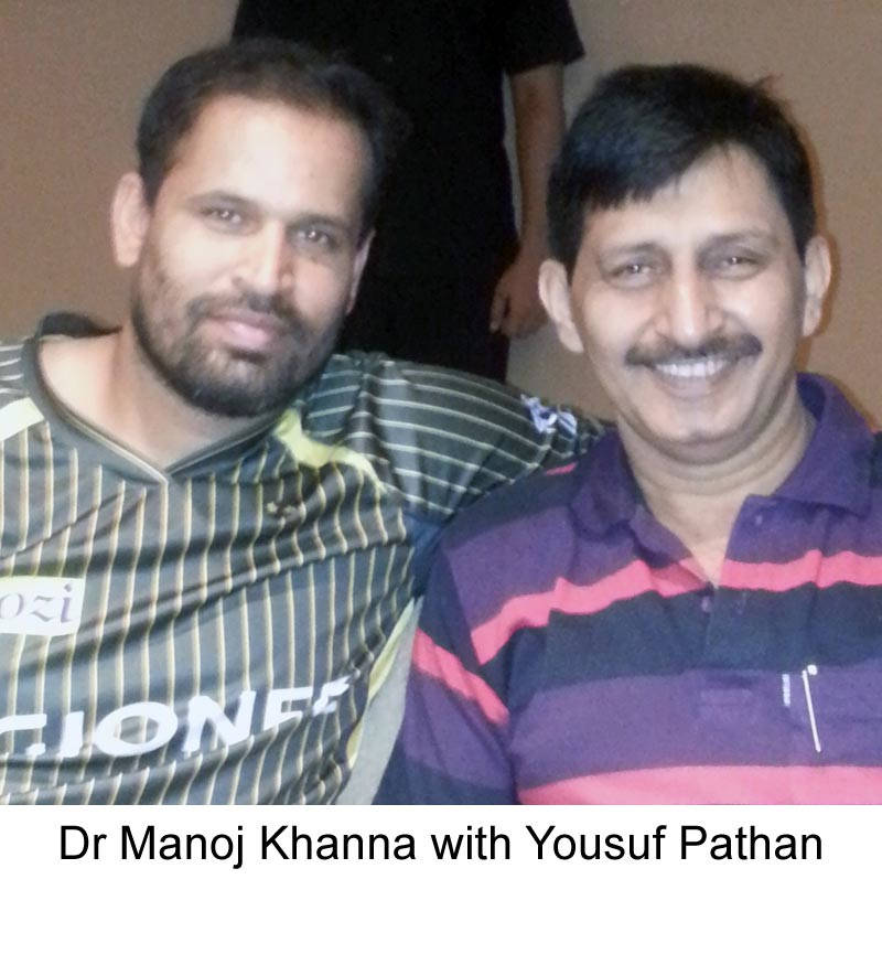 Yusuf Pathan with famous Hair Transplant surgeon Dr Manoj Khanna